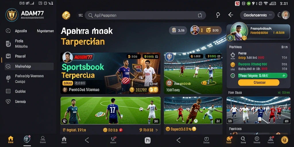 Gameplay ADAM77 menampilkan berbagai pilihan taruhan olahraga.