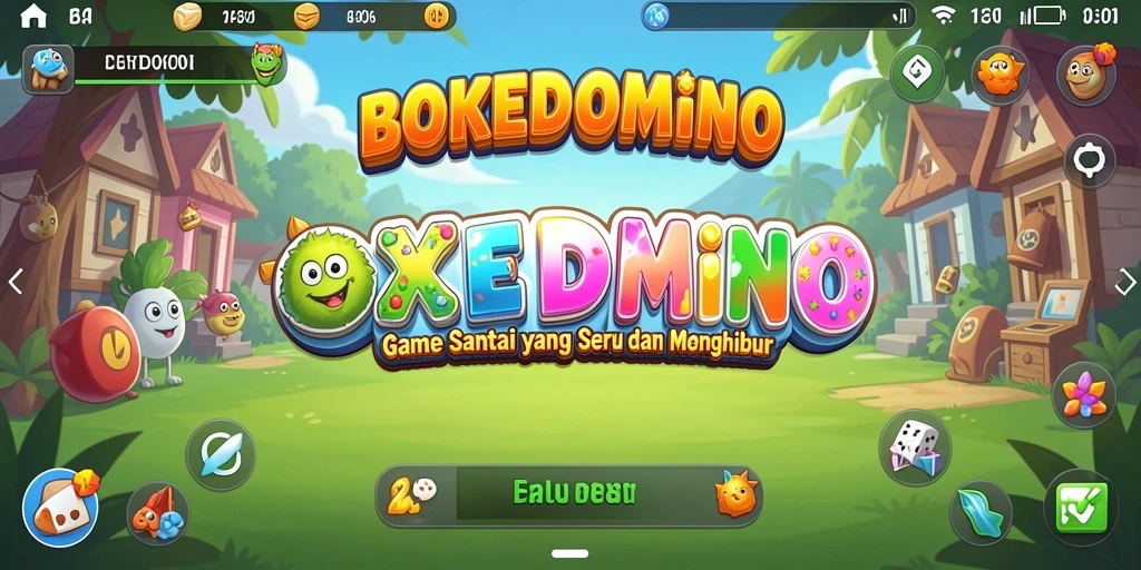Tampilan gameplay seru BOKEDOMINO dengan grafis menarik.