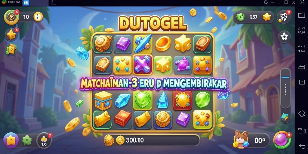 Tangkapan layar menunjukkan gameplay Match-3 yang seru dan penuh warna.