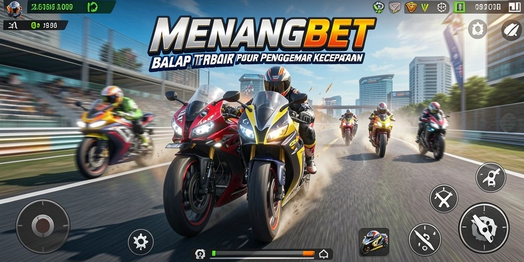 Tampilan gameplay balap motor yang seru dan mendebarkan di MENANGBET.
