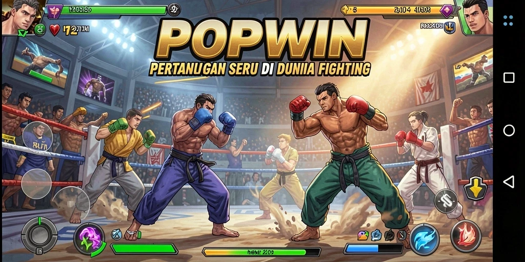 Tampilan seru dari gameplay fighting di POPWIN yang memukau.