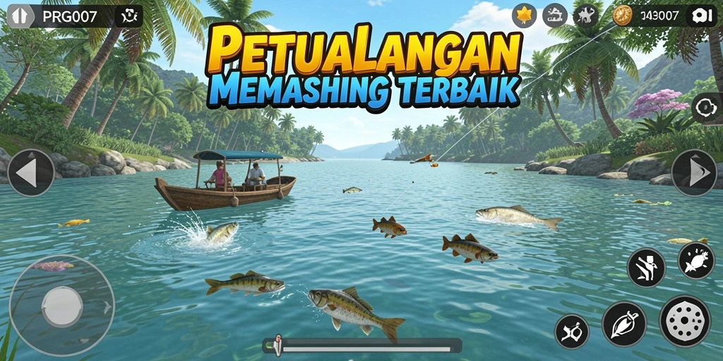 Gameplay PRG007 yang menampilkan aksi memancing yang seru.