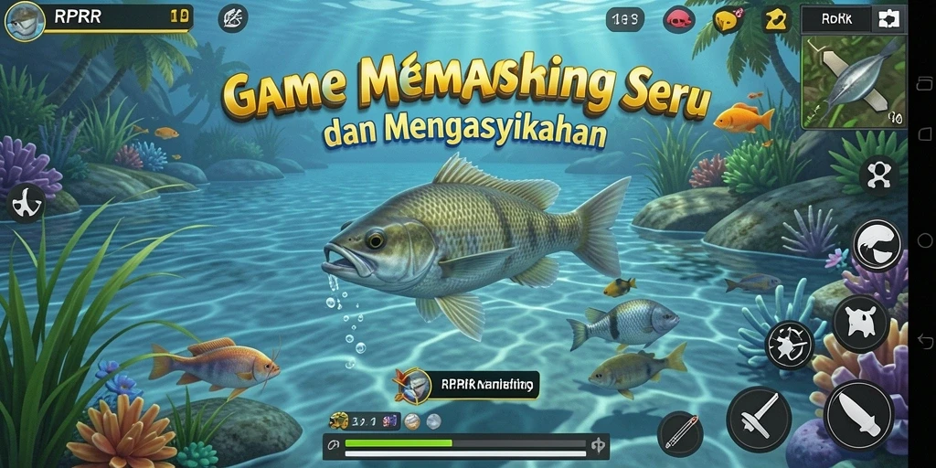 Tampilan gameplay memancing yang seru dan realistis di RPRR.
