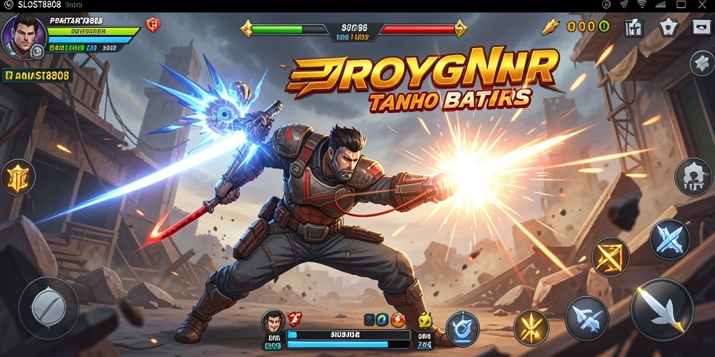 Tampilan gameplay SLOST8808 dengan aksi pertarungan yang dramatis.